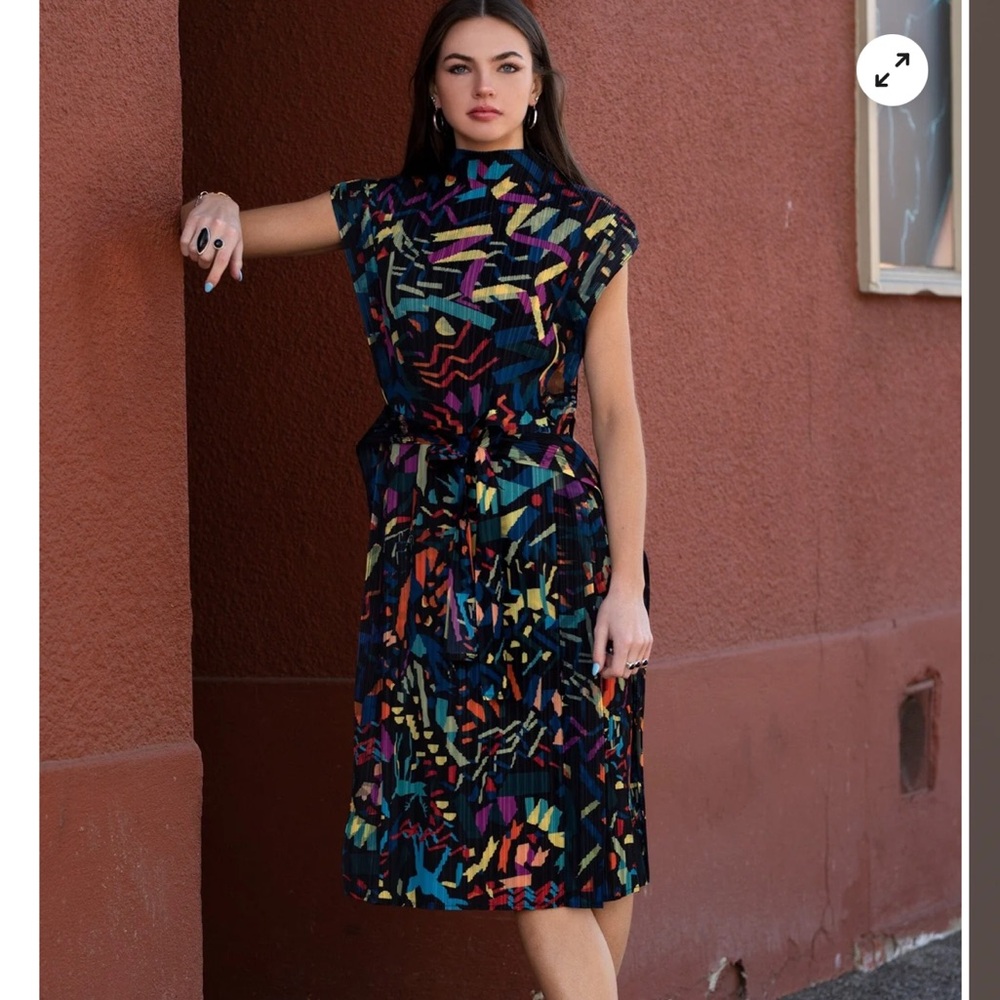 Multicolor Abstract Print Dress by Kate Hewko